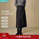 茵曼2025秋冬女裝新款復古開(kāi)叉羊毛針織半身裙顯瘦A字包臀裙子 貴族灰色-第二批 M