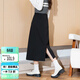 唐獅（TonLion）2024女高腰開(kāi)叉半身長(cháng)裙 黑色 L 