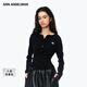 ANN ANDELMAN【明星同款】修身長(cháng)袖T恤設計感堆褶針織不規則開(kāi)衫 黑色 XS