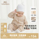 英氏（YEEHOO）嬰兒衣服男童女童連體衣爬服寶寶衣服秋冬雙面絨保暖 淺柔杏【襟蛤款】 80cm （推薦9-18個(gè)月）