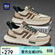 海瀾之家HLA春季男鞋潮流拼接休閑鞋子男款運動(dòng)增高鞋男 E485米咖色42