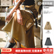 馬登女裝 大口袋工裝半身裙高腰顯瘦A字裙中長(cháng)款休閑百搭傘裙 卡其色 M