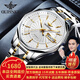 歐品客瑞士認證品牌手表男機械表全自動(dòng)防水男表進(jìn)口機芯雙日歷男士手表 十二騎士-鋼帶間白【尊享推薦】