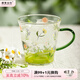 摩登主婦小枝蕁玻璃杯耐高溫果汁牛奶杯高顏值喝水杯2026新款杯子 小枝蕁玻璃把杯400ml-綠色