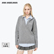 ANN ANDELMAN蔡卓妍同款雙拼色連帽針織衛衣慵懶感寬松可拆卸襯衫真兩件上衣 灰色 S