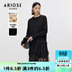 艾諾絲雅詩(shī)ARIOSEYEARS冬裝新款簡(jiǎn)約網(wǎng)紗拼接不規則針織連衣裙女11119837 黑色 L