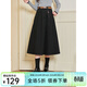 LAGOGO經(jīng)典黑色A字半身裙女拉谷谷2025年冬季新款顯瘦復古大擺裙 黑色 M