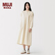 MUJI女式 木棉混 雙層紗織 長(cháng)袖連衣裙 女裝裙子 26年春季 BC2PPC6S 原色 M (160/84A)