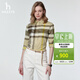 哈吉斯（HAZZYS）女裝 春季款女士通勤休閑格紋長(cháng)袖襯衫女ASCSK1CAK01 卡其色KK L (165/88A 40)