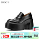 JOOC玖詩(shī)粗跟樂(lè )福鞋女2026春夏新款百搭一腳蹬英倫風(fēng)女鞋真皮單鞋7484 經(jīng)典黑【素面】 35