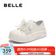 百麗（Belle）可兩穿板鞋女款可愛(ài)蝴蝶結厚底增高休閑鞋B2629CM5 米白色 36 (230mm)