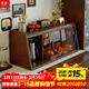 青櫨實(shí)木杯架桌面杯子收納置物架桌上餐邊柜儲物柜餐桌防塵茶具收納柜 【頂部圍欄+實(shí)木把手+茶色玻璃】68cm-胡桃木色
