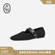 ASH女鞋春季BIJOUX鉚釘方頭單鞋女平底鏤空一字扣漁網(wǎng)鞋潮 黑色 38