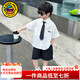 G.duck兒童套裝學(xué)院風(fēng)六一兒童節表演服裝校服男童短袖夏裝幼兒園畢業(yè)服 白色送領(lǐng)帶 130 (建議身高120cm 8-9歲)cm