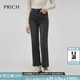 PRICH時(shí)尚高腰直筒牛仔褲冬季新款保暖顯瘦松弛感長(cháng)褲子女 15灰色 L 165