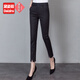黛姿茹九分西裝褲女夏季女裝2025新款高腰顯瘦小腳西褲女士休閑褲女薄款 黑色【九分】 M (27) 推薦95-105斤