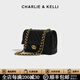 CHARLIE&KELLI CK品牌包2026新款送女友生日禮物菱格通勤單肩斜挎休閑小方包女 黑色【母親節生日520情人節禮物】