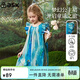 ASK JUNIOR兒童裙子夏季女童時(shí)尚飛飛袖連衣裙度假風(fēng)公主裙吊帶裙 花色 130