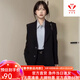 梵奧格（FANAOGE）大學(xué)生正裝西裝套裝女裝職業(yè)西服大學(xué)生英倫西裝墊肩韓版西服外套 [單件]黑色西裝外套 【帶墊肩】 L 【建議110-125斤】 急件當日發(fā)-聯(lián)系客服可順豐