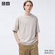 優(yōu)衣庫男女裝大師T AIRism寬松圓領(lǐng)T恤五分袖短袖475355 02 淺灰色 XL