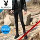 花花公子（PLAYBOY）春秋潮男時尚黑色顯瘦牛仔褲男修身彈力緊身小腳褲鉛筆褲男褲休閑 黑色(四季款) 27