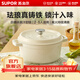 蘇泊爾（SUPOR）琺瑯鍋家用燉鍋燉盅砂鍋湯鍋燜燒煮鍋不粘鍋鑄鐵鍋燃氣電磁爐通用 【5口之家適用】茶白 24cm