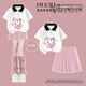 Q 24女童純棉POLO衫短袖短裙JK套裝夏季新款洋氣萌狗卡通女大童兩件套 白色短袖+粉色百褶裙 【優(yōu)質(zhì)純棉】 140 【55-65斤】