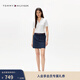 Tommy Hilfiger春夏女裝萊賽爾微彈條紋腰帶休閑職場(chǎng)通勤A(yíng)字修身半身裙短裙 藏青色C1G S (34)