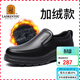 老人頭（LAORENTOU）皮鞋男秋冬商務(wù)休閑鞋牛皮套腳耐滑圓頭鞋 260278 黑加絨 39