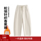 茵曼（INMAN）加絨加厚保暖香蕉褲女2025冬季運動(dòng)休閑百搭寬松彎刀闊腿褲子 杏色-白底 M
