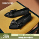 斯凱奇（Skechers）女鞋春季蝴蝶淺口單鞋尖頭瑪麗珍鞋透氣舒適平底鞋158930 黑色/BLK 36