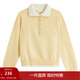茵曼（INMAN）2026春季女裝新款撞色雙層領(lǐng)毛衣長(cháng)袖針織衫 淡黃色 S