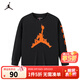 NIKE JORDAN 耐克AJ男童長(cháng)袖t恤2025秋季新款純棉舒適兒童衣服 正黑色【純棉】 160 /80 【建議身高158-170cm】