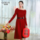 歌莉婭連衣裙女新年高級感穿搭出席重要場(chǎng)合宴會(huì )船領(lǐng)裙子1ECC4G080 53R椒紅 XL