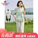 俞兆林中老年女裝媽媽裝夏季短袖雪紡T恤褲子短袖套裝兩件套 Y242A1001