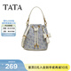 他她（TATA）女包2026春季商場(chǎng)同款時(shí)尚百搭編織水桶包新款X3539AX6 蘭白/米 F