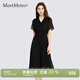 MeetMetro瑪依爾黑色雪紡連衣裙女2026夏季新款飄帶領(lǐng)輕熟風(fēng)裙子 黑色【現貨閃電發(fā)】 XL