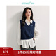 茵曼（INMAN） 針織馬甲女老錢(qián)風(fēng)V領(lǐng)薄冬季學(xué)院風(fēng)內搭毛衣上衣 寶藍色 M