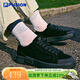 FILA FUSION斐樂(lè )潮牌帆布鞋男鞋拼接時(shí)尚黑色板鞋男情侶時(shí)尚帆布鞋 黑/斑皮棕-BB 40