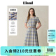 ELAND【法國亞麻】衣戀連衣裙女格紋側口袋裙子2025夏季新款淡人 撞色(99)MIX-A款EEOWF24B03 L /170