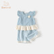 班喜迪女童套裝夏裝2026新款時(shí)髦洋氣寶寶無(wú)袖上衣褲子兒童夏季衣服童裝 藍色 100
