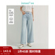 茵曼（INMAN）法式牛仔闊腿褲休閑高腰百搭小個(gè)子九分褲子 淺牛仔 26