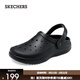 斯凱奇（Skechers）泡泡鞋男鞋輕質(zhì)休閑外穿舒適洞洞鞋厚底耐磨涼拖沙灘鞋 全黑色/BBK 41
