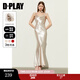 DPLAY2025年秋季新款白色吊帶連衣裙女裝長(cháng)款顯瘦高級感禮服裙子爆款 香檳杏 M
