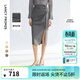 朗姿法式夏季高腰顯瘦黑色半身裙氣質(zhì)長(cháng)款直筒包臀裙新款半裙子女 深灰色2 S