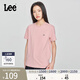 Lee標準版圓領(lǐng)印花小Logo男女同款短袖T恤休閑潮流LUT0053984LE 粉色（尺碼偏大，拍小一碼） L