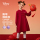 迪士尼紅裙子女童拜年服2026新款連衣裙女童春季過(guò)年服中國風(fēng)寶寶公主裙