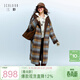 三彩2025冬季新款格紋雙面呢大衣兩面穿毛呢外套F