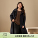 纖莉秀【琥珀】100綿羊毛連帽毛呢中長(cháng)款外套大碼女裝胖mm冬新款3497 深灰色 3XL