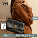 VANESSA HOGAN VH女包復古郵差包油蠟皮腋下單肩包斜挎通勤大容量托特生日禮物 黑色-中號